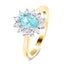 Aquamarine 0.65ct and Diamond 0.31ct Cluster Ring in 18K Yellow Gold