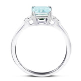 Aquamarine 1.37ct and Diamond 0.08ct Ring in 18K White Gold - All Diamond