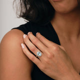 Aquamarine 1.79ct and Diamond 0.54ct Cluster Ring in 18K White Gold - All Diamond