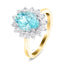 Aquamarine 1.79ct and Diamond 0.54ct Cluster Ring in 18K Yellow Gold