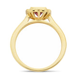 Art Deco Cushion Pink Tourmaline and Diamond 1.05ct Ring 18k Yellow Gold - All Diamond