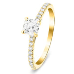 Asscher Cut Diamond Side Stone Engagement Ring 0.55ct E/VS in 18k Yellow Gold - All Diamond