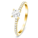 Asscher Cut Diamond Side Stone Engagement Ring 0.80ct E/VS in 18k Yellow Gold - All Diamond