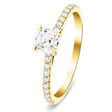 Asscher Cut Diamond Side Stone Engagement Ring 0.80ct E/VS in 18k Yellow Gold - All Diamond