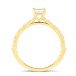 Asscher Cut Diamond Side Stone Engagement Ring 0.80ct G/SI in 18k Yellow Gold - All Diamond