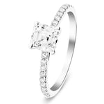 Asscher Cut Diamond Side Stone Engagement Ring 1.00ct G/SI in 18k White Gold - All Diamond