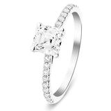 Asscher Cut Diamond Side Stone Engagement Ring 1.00ct G/SI in 18k White Gold - All Diamond