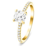 Asscher Cut Diamond Side Stone Engagement Ring 1.30ct E/VS in 18k Yellow Gold - All Diamond