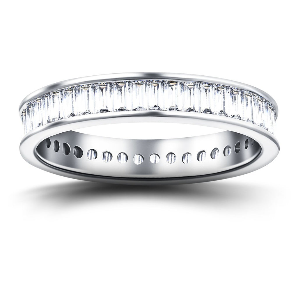 Baguette Channel Diamond Full Eternity Ring 1.50ct in Platinum 4.0mm - All Diamond