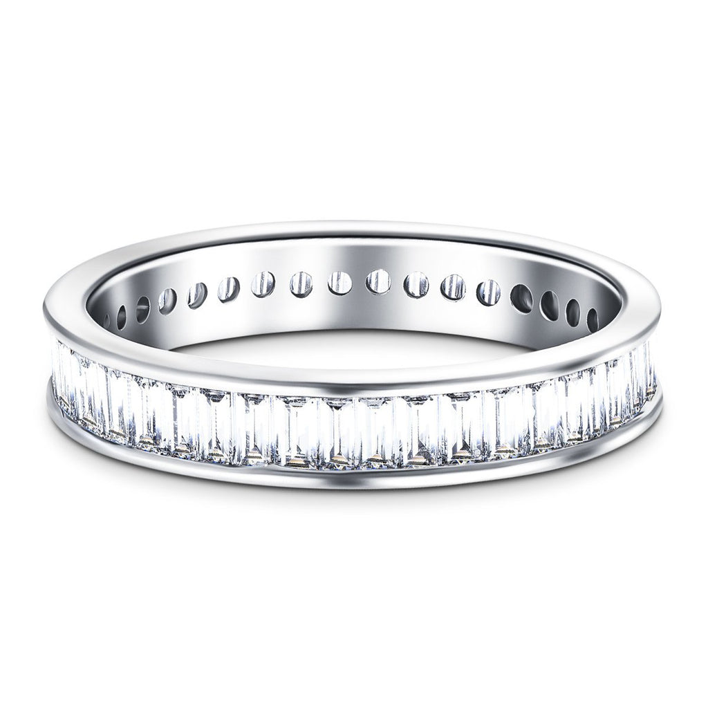 Baguette Channel Diamond Full Eternity Ring 1.75ct 18k White Gold 4.6mm - All Diamond