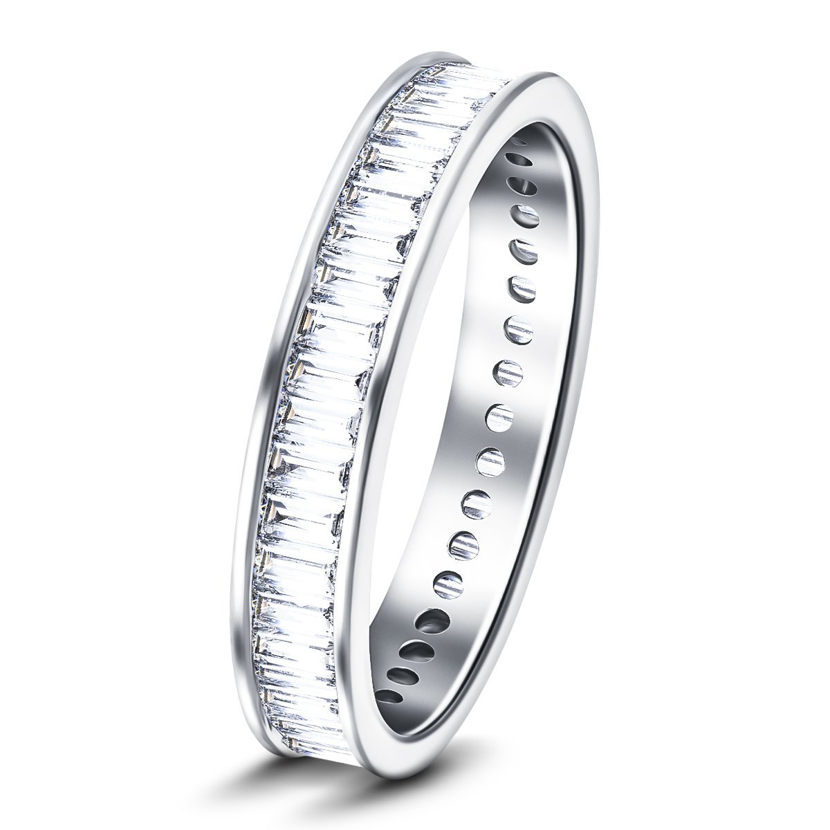 Baguette Channel Diamond Full Eternity Ring 1.75ct in Platinum 4.6mm - All Diamond