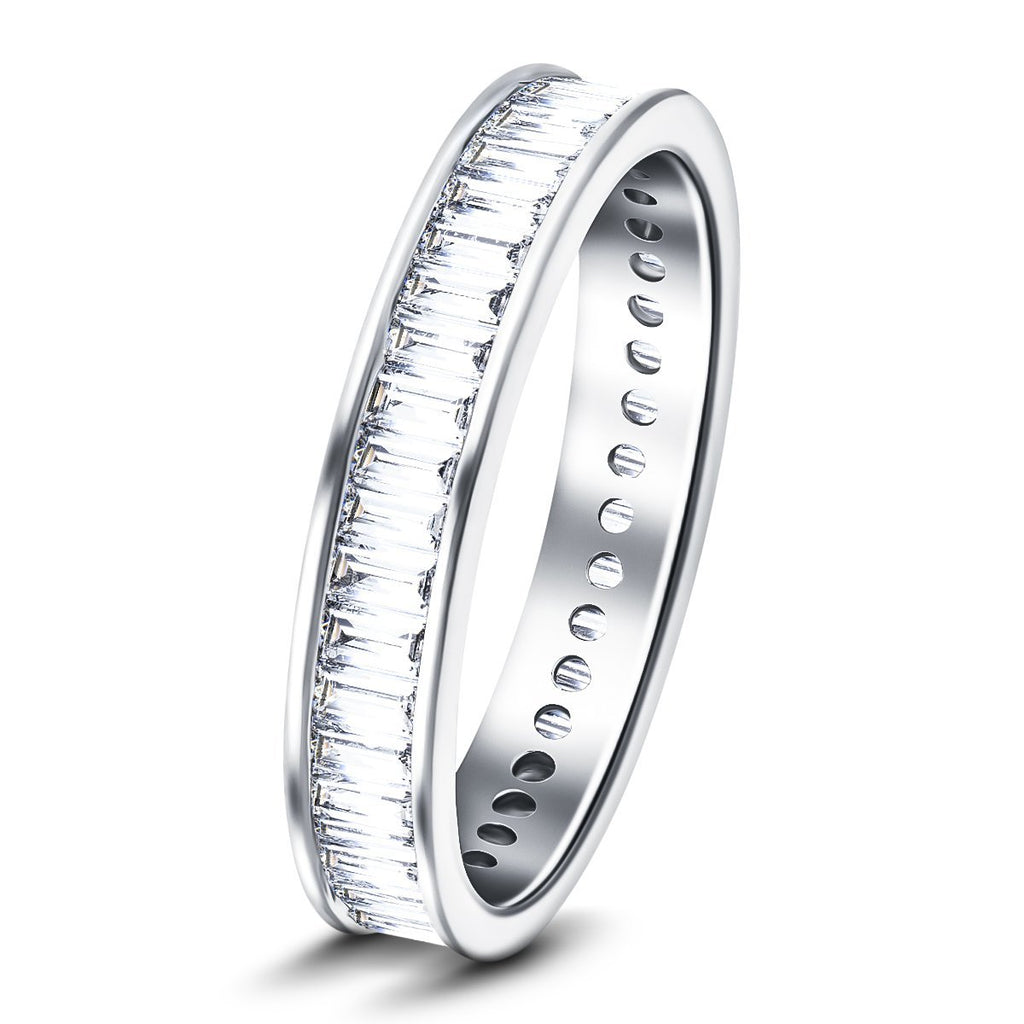 Baguette Channel Diamond Full Eternity Ring 1.75ct in Platinum 4.6mm - All Diamond