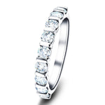 Bar Set Diamond Half Eternity Ring 0.50ct G/SI Diamonds 18k White Gold - All Diamond