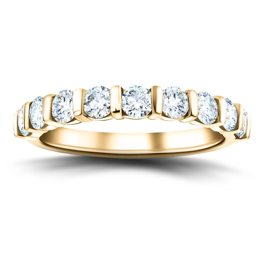 Bar Set Diamond Half Eternity Ring 0.50ct G/SI Diamonds 18k Yellow Gold - All Diamond