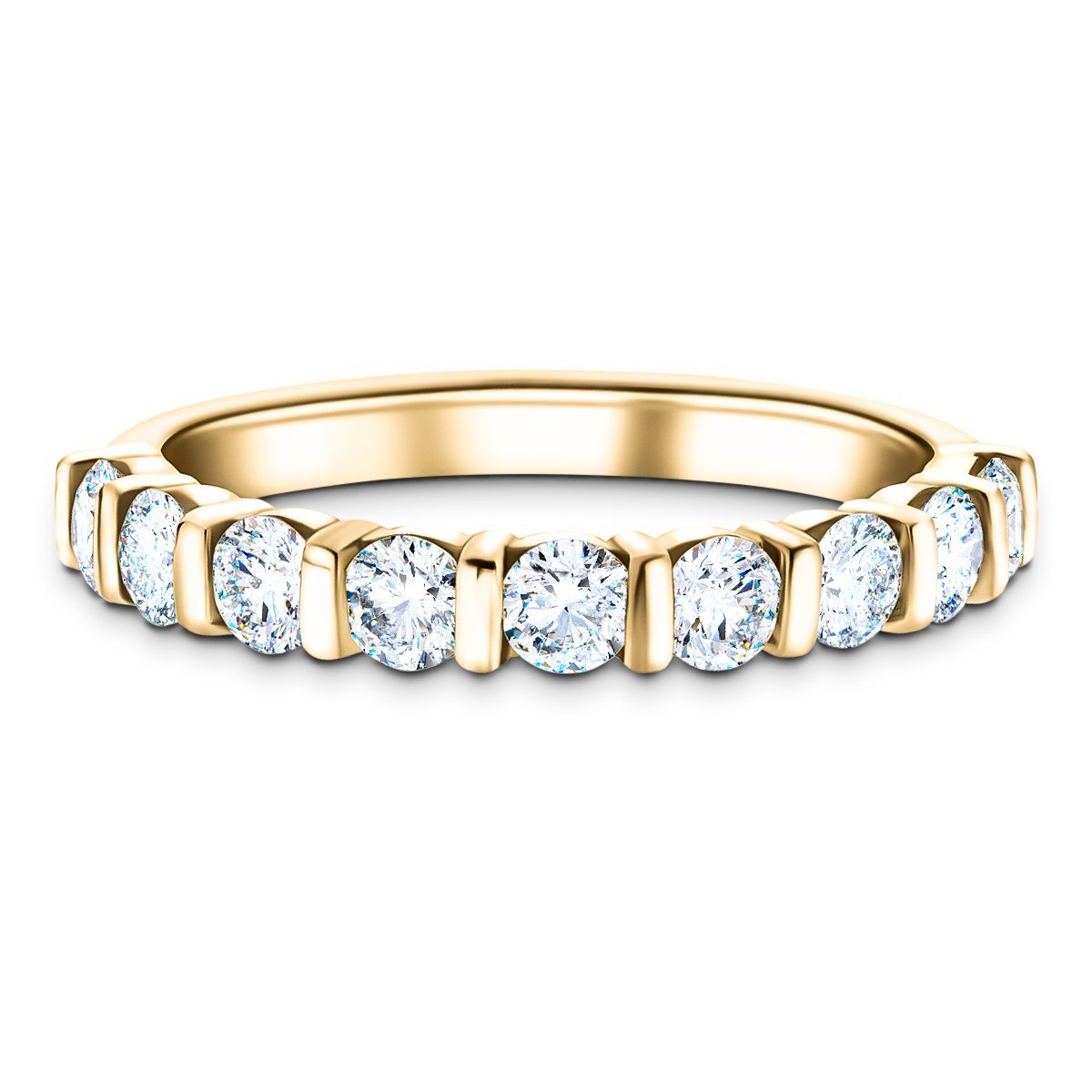 Bar Set Diamond Half Eternity Ring 0.50ct G/SI Diamonds 18k Yellow Gold - All Diamond