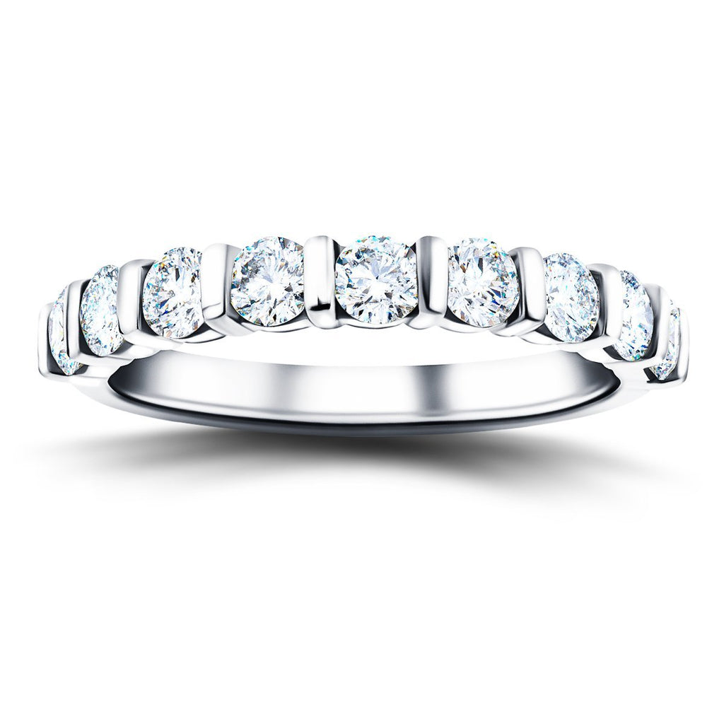 Bar Set Diamond Half Eternity Ring 1.00ct G/SI Diamonds in Platinum - All Diamond
