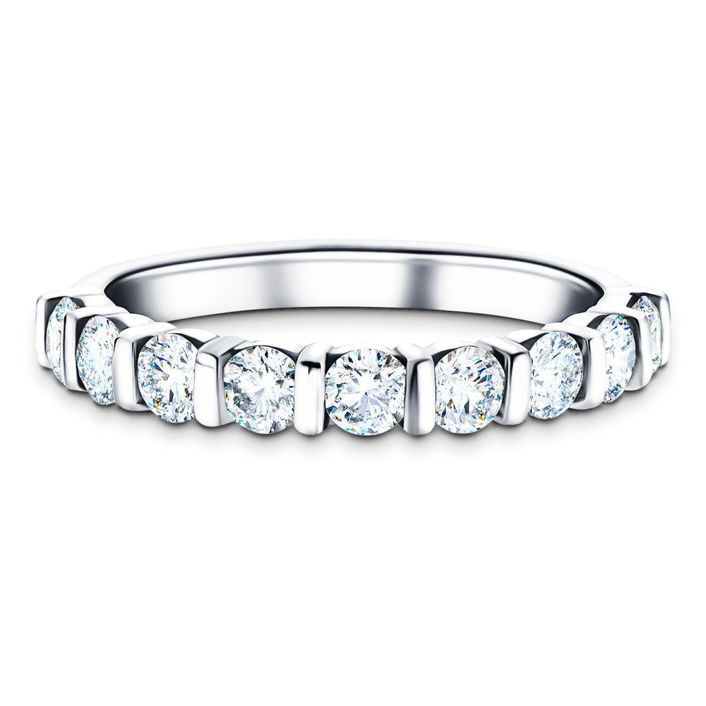 Bar Set Diamond Half Eternity Ring 1.40ct G/SI Diamonds 18k White Gold - All Diamond