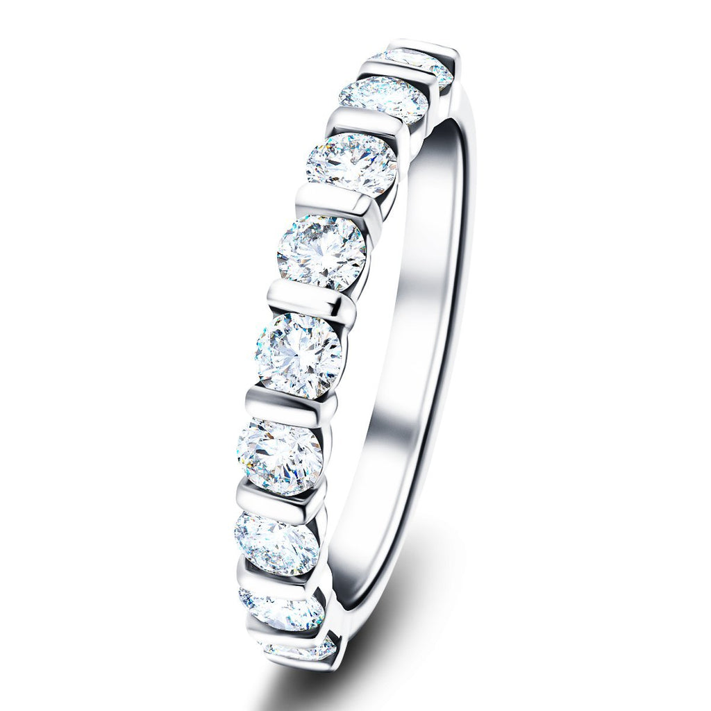Bar Set Diamond Half Eternity Ring 1.40ct G/SI Diamonds in Platinum - All Diamond