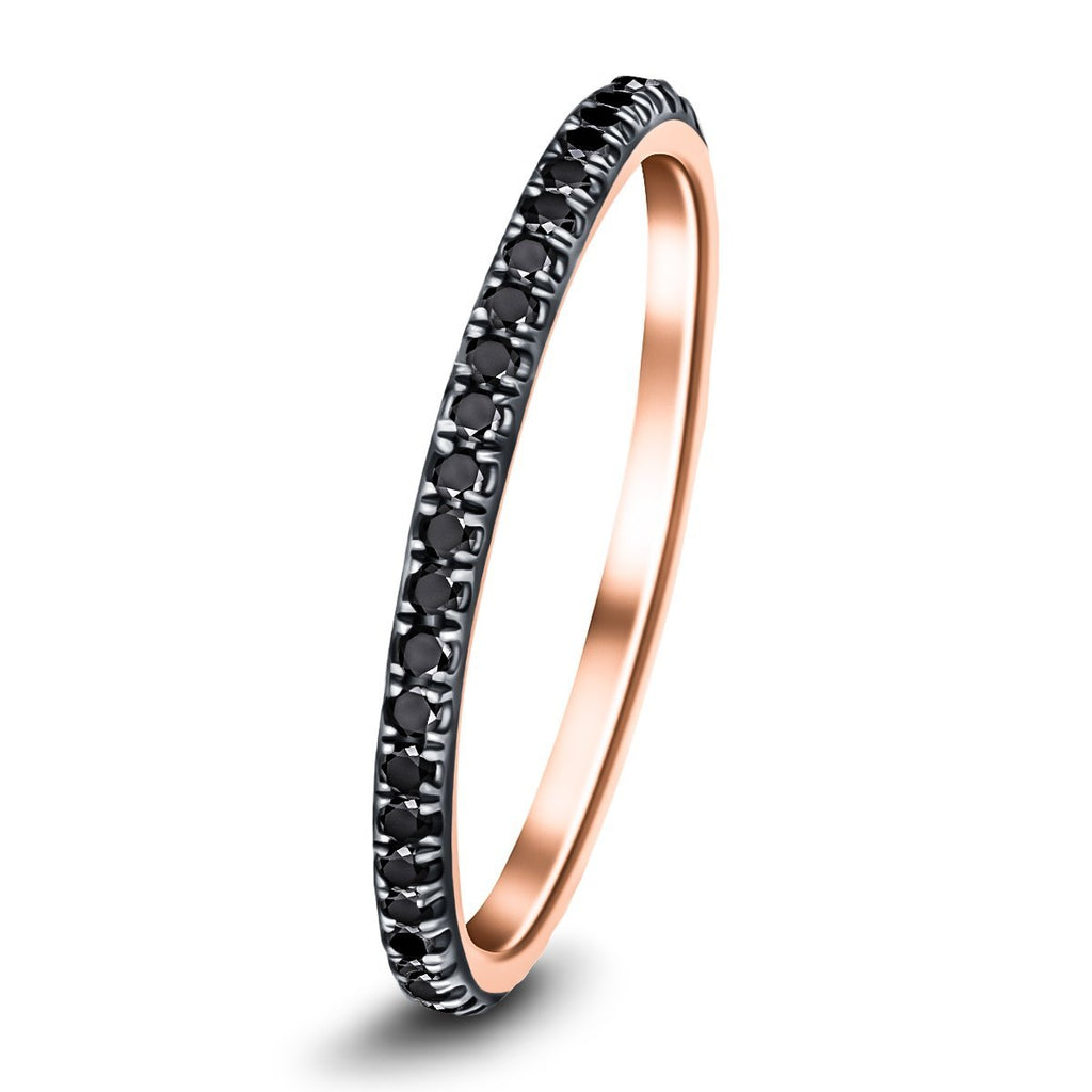 Black Diamond Full Eternity Ring 0.35ct 50 Stone in 18k Rose Gold - All Diamond