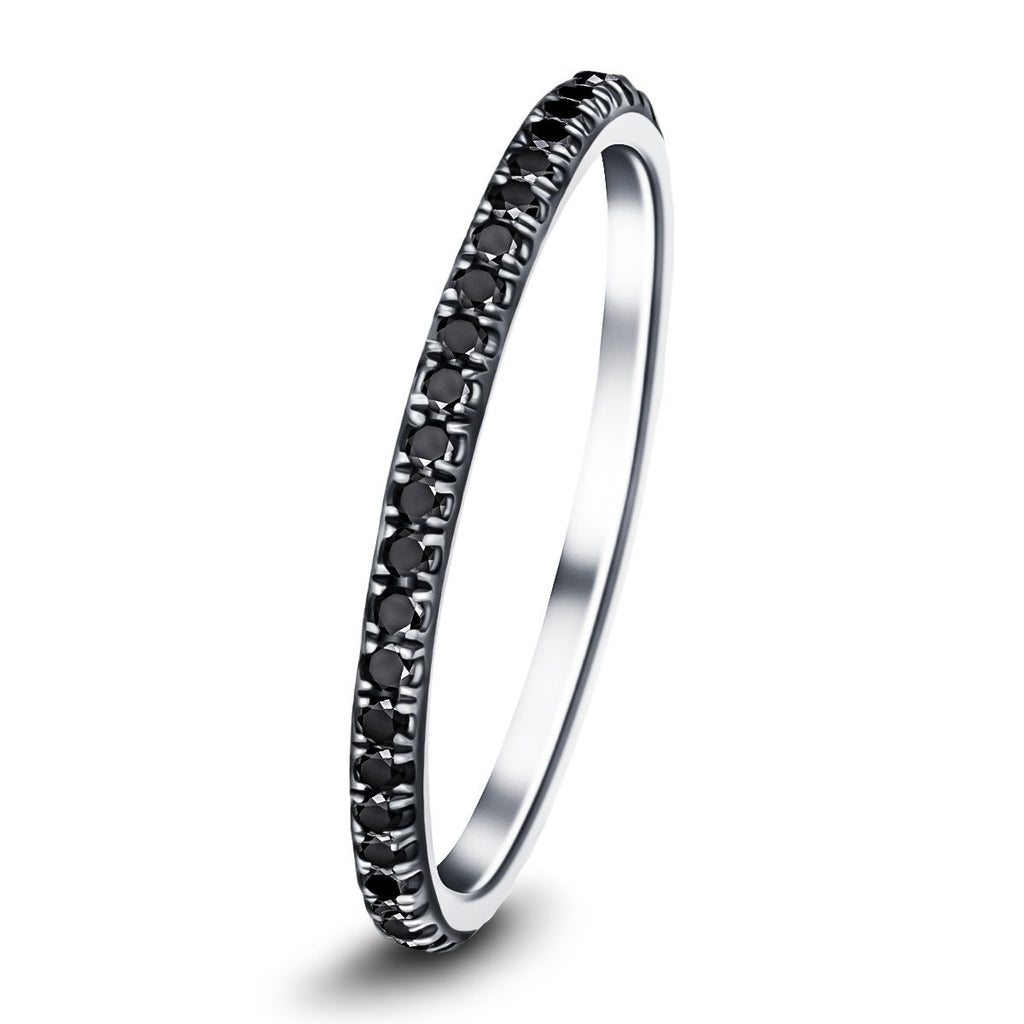 Black Diamond Full Eternity Ring 0.35ct 50 Stone in 18k White Gold - All Diamond