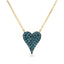 Blue Diamond Pave Heart Pendant Necklace 0.50ct in 18k Yellow Gold - All Diamond