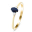 Blue Sapphire 0.20ct Diamond 0.05ct Three Stone Ring 9k Yellow Gold