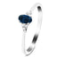 Blue Sapphire 0.30ct Diamond 0.03ct Cluster Ring 9k White Gold