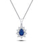 Blue Sapphire 0.45ct & 0.20ct G/SI Diamond Necklace in 18k White Gold