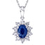 Blue Sapphire 0.50ct & 0.30ct G/SI Diamond Necklace in 18k White Gold