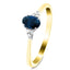 Blue Sapphire 0.55ct Diamond 0.04ct Cluster Ring 9k Yellow Gold