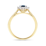Blue Sapphire 0.60ct and Diamond 0.10ct Ring In 9K Yellow Gold - All Diamond