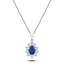 Blue Sapphire 0.80ct & 0.50ct G/SI Diamond Necklace in 18k White Gold - All Diamond