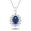 Blue Sapphire 1.40ct & 0.60ct G/SI Diamond Necklace in 18k White Gold
