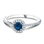 Blue Sapphire & Diamond 0.80ct Halo Ring in 18k White Gold - All Diamond