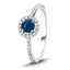 Blue Sapphire & Diamond 0.80ct Halo Ring in 18k White Gold