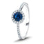 Blue Sapphire & Diamond 1.30ct Halo Ring in 18k White Gold - All Diamond