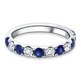 Blue Sapphire & Diamond Half Eternity Ring 1.25ct in 18k White Gold - All Diamond