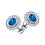 Blue Sapphire & Diamond Round Halo Earrings 0.50ct 18k White Gold 7mm - All Diamond