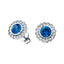 Blue Sapphire & Diamond Round Halo Earrings 0.50ct 18k White Gold 7mm