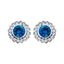 Blue Sapphire & Diamond Round Halo Earrings 0.80ct 18k White Gold 8mm - All Diamond
