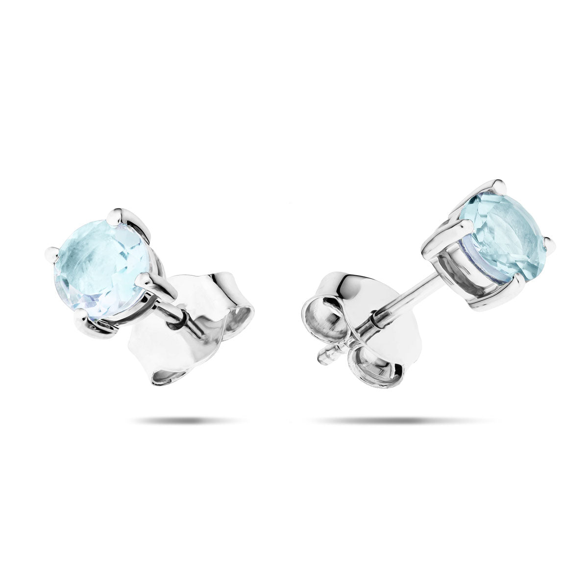 Blue Topaz Solitaire Earrings 1.00ct in 9k White Gold 5.0mm - All Diamond