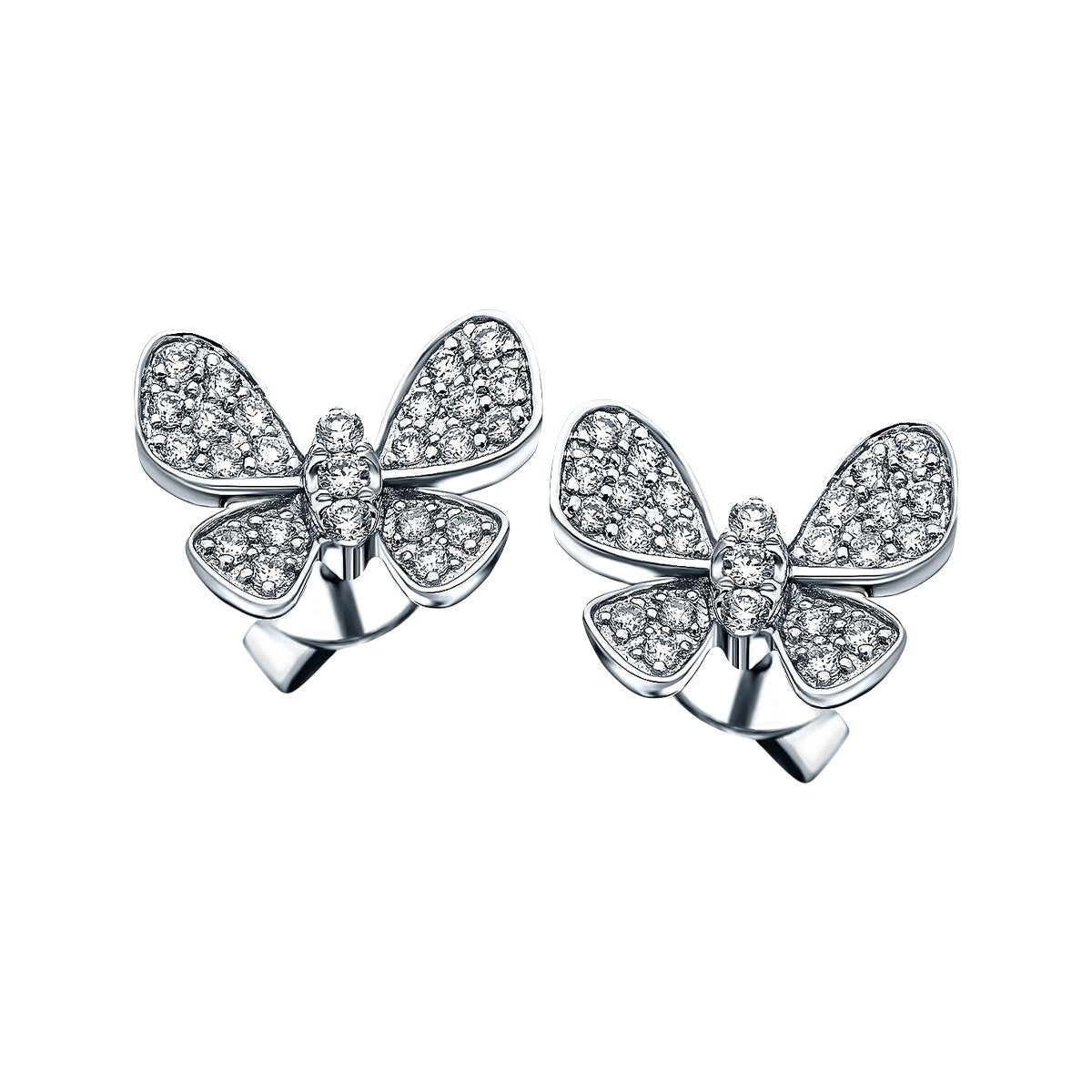 Butterfly Diamond Earrings 0.50ct G/SI Quality in 18k White Gold - All Diamond