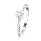 Certified Cushion Diamond Side Stone Engagement Ring 0.55ct G/SI in 18k White Gold - All Diamond