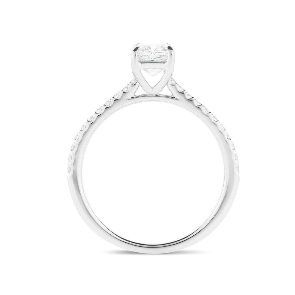 Certified Cushion Diamond Side Stone Engagement Ring 1.30ct E/VS in Platinum - All Diamond