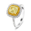 Certified Cushion Yellow Diamond Double Halo Engagement Ring 1.10ct Ring 18k White Gold