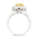 Certified Cushion Yellow Diamond Double Halo Engagement Ring 1.40ct Ring Platinum - All Diamond