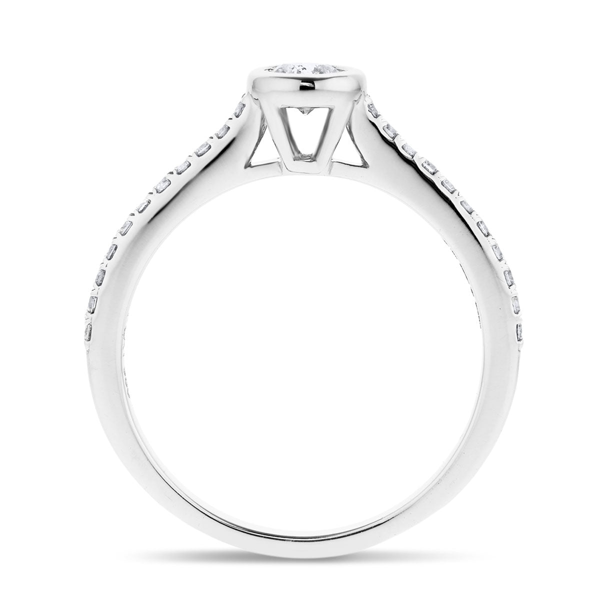 Certified Diamond Bezel Side Stone Engagement Ring 0.40ct G/SI In Platinum - All Diamond