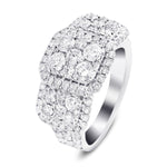Certified Diamond Cluster Engagement Ring 2.70ct in 9k White Gold - All Diamond