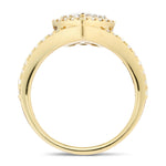 Certified Diamond Double Halo Pear Engagement Ring 0.90ct 18k Yellow Gold - All Diamond