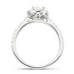 Certified Diamond Halo Oval Engagement Ring 0.60ct E/VS 18k White Gold - All Diamond